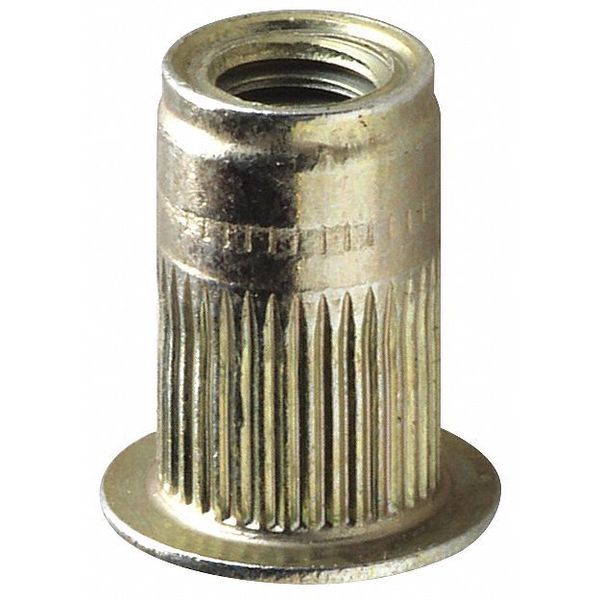 Knurled Rivet Nut,  1/2"-13 Dia./Thread Size,  0.865 in Head Dia.,  1.3 in L,  Steel,  10 PK