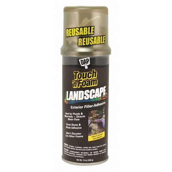 Landscape Adhesive Foam,  12 oz,  Aerosol Can,  Black,  R-4