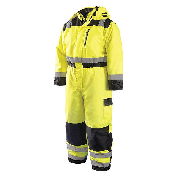 Coverall, Unisex, L, Yellow, Polyester