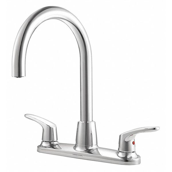 Manual,  8" Mount,  3 Hole Gooseneck Kitchen Faucet