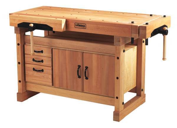 Work Bench and SM03 Cabinet Combo,  Birch,  29-1/8" W,  Working: 35-7/16" Height,  500 lb.,  Straight