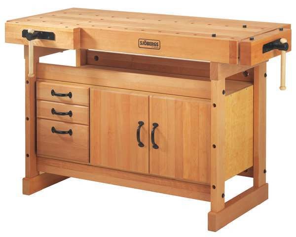 Work Bench and SM03 Cabinet Combo,  Birch,  27-15/16" W,  35" Height,  350 lb.,  Straight