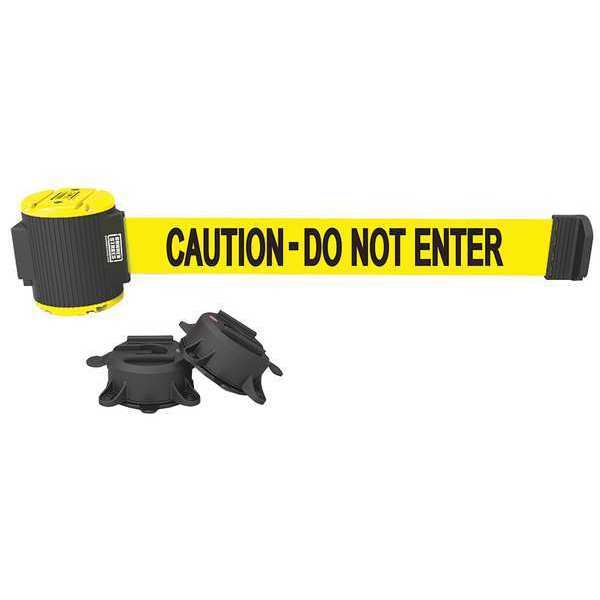 Magnetic Retractable Belt Barrier,  Wall Mount,  Yellow,  Belt Message: Caution - Do Not Enter