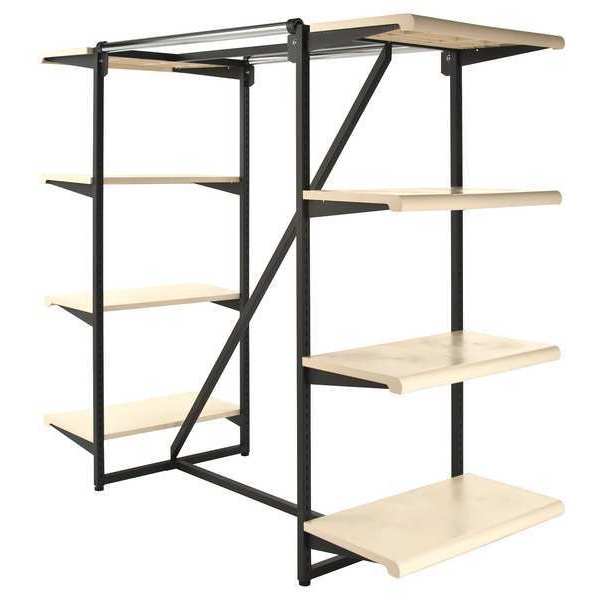 Double Hangrail Frame with Shelves,  38-1/4"D x 24"W x 54"H,  Black/Beige