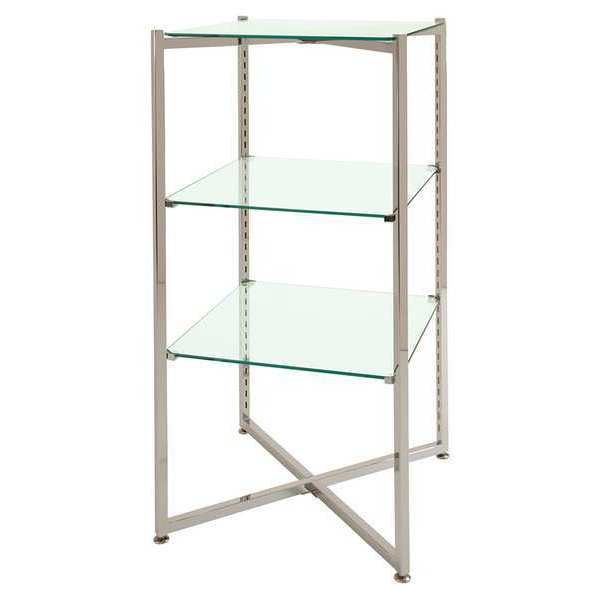 Folding Glass Tower,  18"D x 18"W x 37"H,  Silver