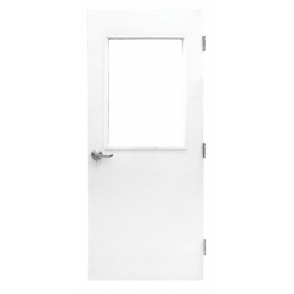 Door with Glass, Steel, 84Hx36W, White