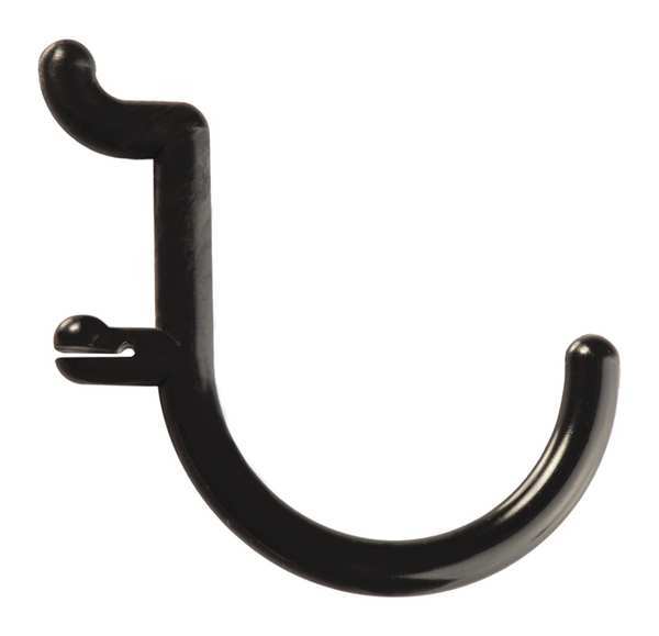 Locking Pegboard Hooks, Blk, Plastic, PK25