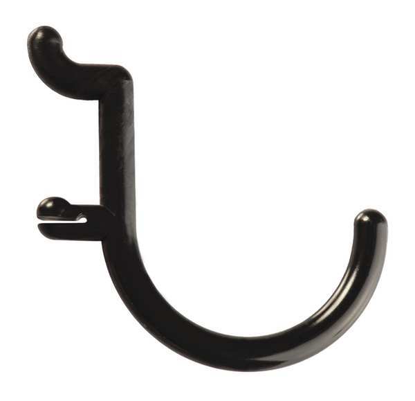 Locking Pegboard Hooks, Black, Plastic, PK8