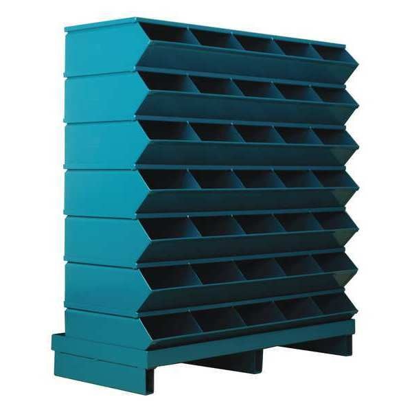 Steel Sectional Stacking Bin,  15 1/2 in D x 41 in H x 37 in W,  8 Shelves,  Blue