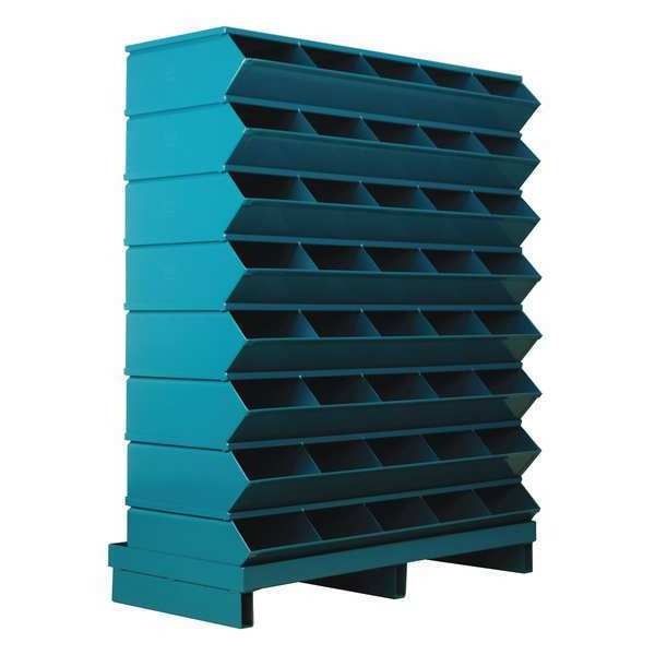Steel Sectional Stacking Bin,  15 1/2 in D x 46 1/2 in H x 37 in W,  9 Shelves,  Blue