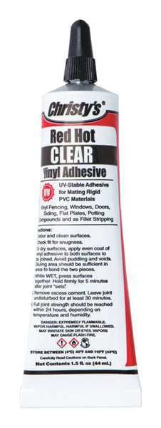 Vinyl/PVC Adhesive,  Tube,  1.5 oz,  Clear,  8 to 12 hr. Functional Cure