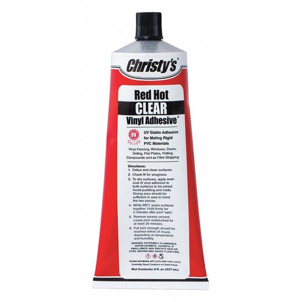 Vinyl/PVC Adhesive,  Clear,  8 oz.