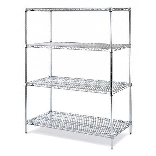 Wire Shelving Unit,  24"D x 60"W x 74-5/8"H,  4 Shelves,  Chrome