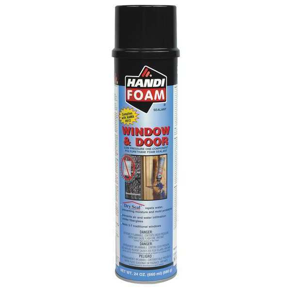 Window & Door Spray Foam Sealant,  24 oz,  Aerosol Can,  Creme,  1 Component