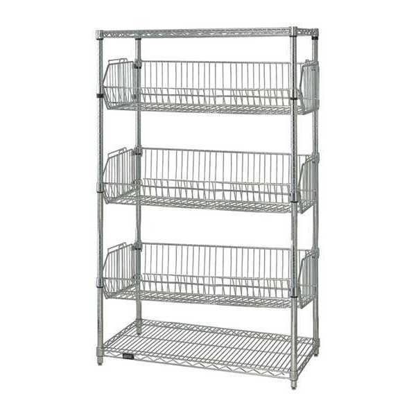 Wire Shelving Unit,  24"D x 48"W x 63"H,  2 Shelves,  Chrome