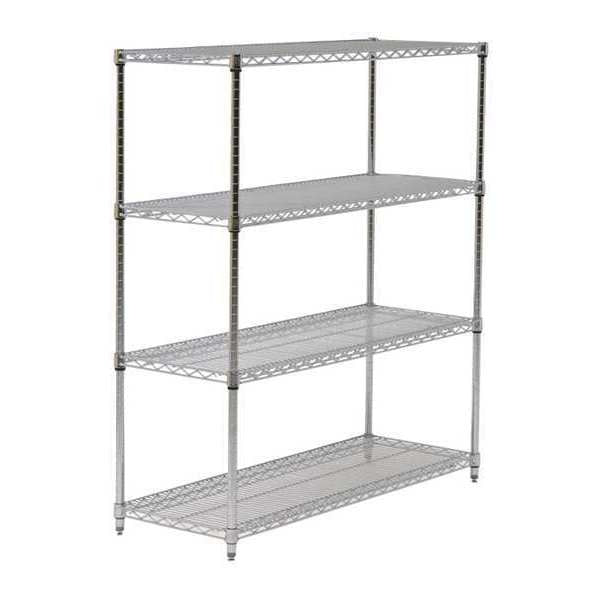 Wire Shelving Unit,  24"D x 72"W x 86"H,  4 Shelves,  Chrome