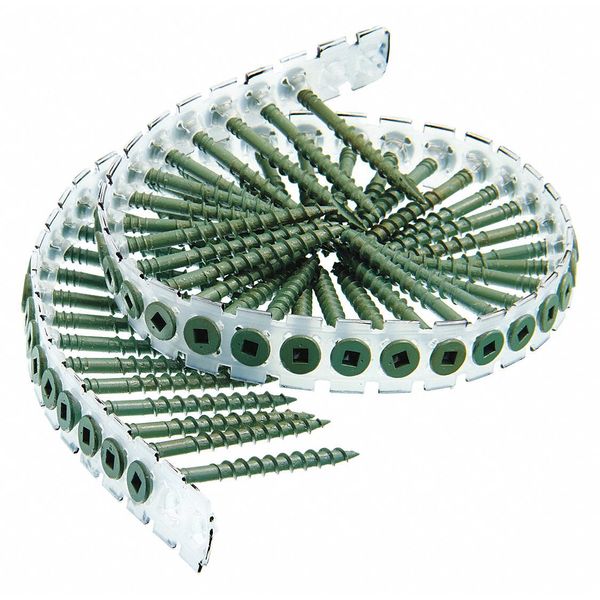 Wood Screw,  #8 x 2 in,  Plain Steel Flat Head Square Drive,  1000 PK