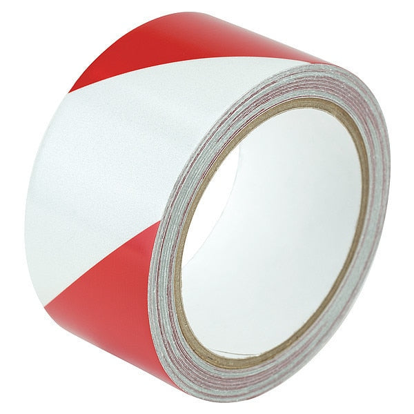 Marking Tape,  Striped,  Red/White,  2" W,  Diameter: 4 in