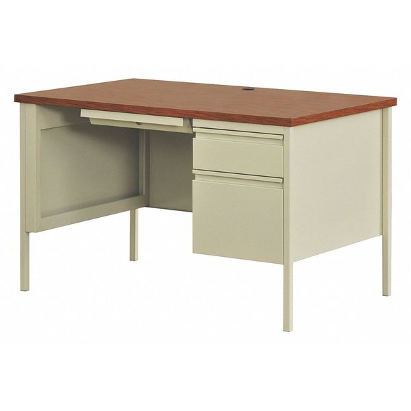 Office Desk,  Right Hand Pedestal,  48"W x 30"D,  Putty/Oak
