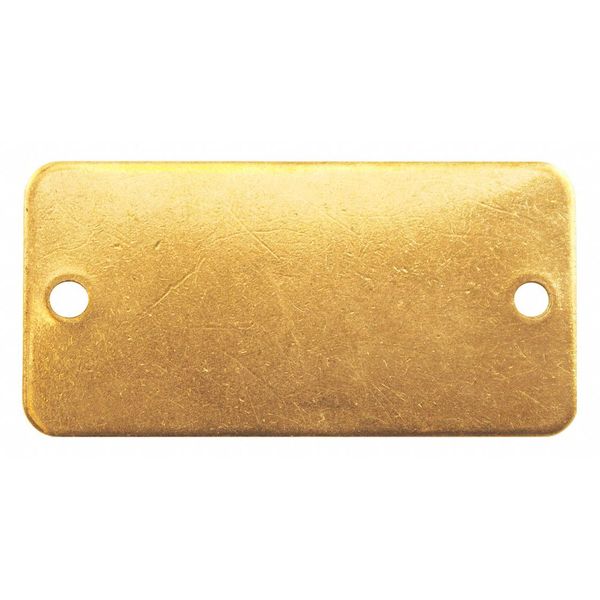 Tag, Brass, Yellow, 1"Hx3"W, Rectangle, PK100