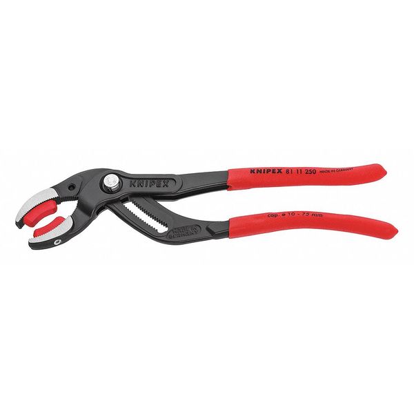 10 in Curved Jaw Tongue and Groove Plier Serrated,  Plastic Grip