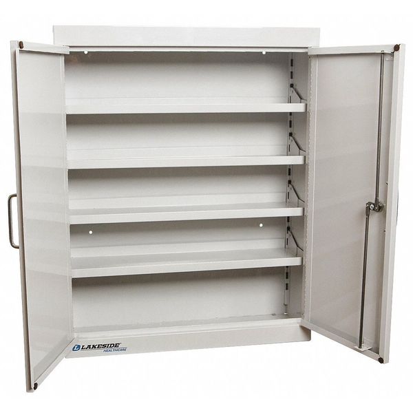 Medication Storage Cabinet,  (4) Shelves,  Double Door,  Single Lock-Beige
