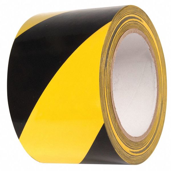 Marking Tape, Striped, Black/Yellow, 3" W