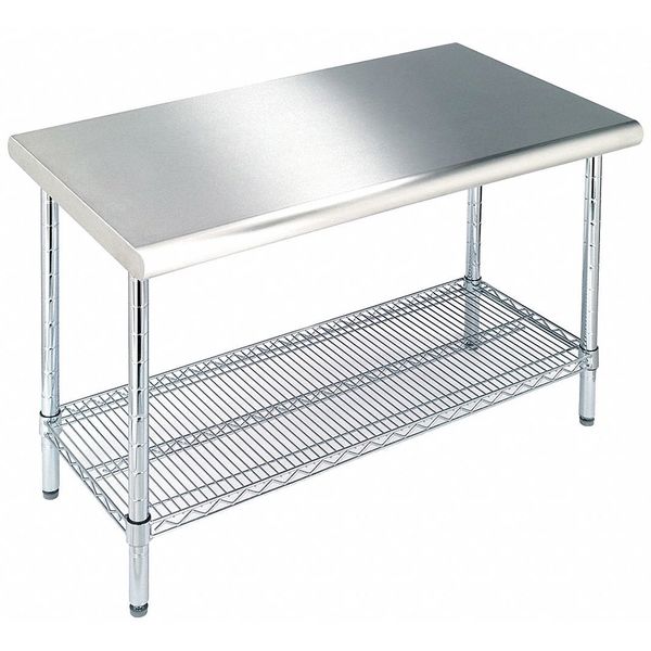 Work Table, 35-1/2" H, Silver, Zinc Plated