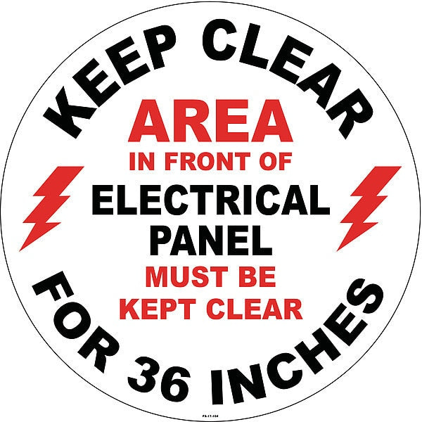 Floor Sign,  17 in H,  17 in W,  Vinyl,  Circle,  English,  FS-17-104