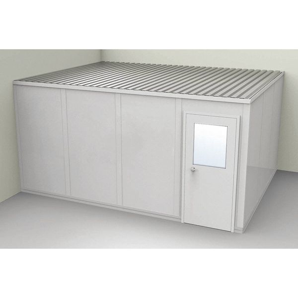 2-Wall Modular In-Plant Office,  8 ft 1 3/4 in H,  16 ft 1 1/4 in W,  12 ft 1 1/4 in D,  Gray