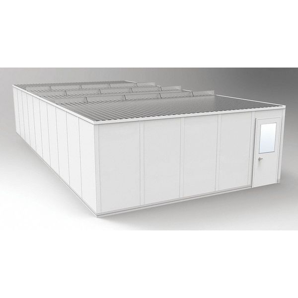 4-Wall Modular In-Plant Office,  8 ft 1 3/4 in H,  40 ft 4 1/2 in W,  20 ft 4 1/2 in D,  Gray
