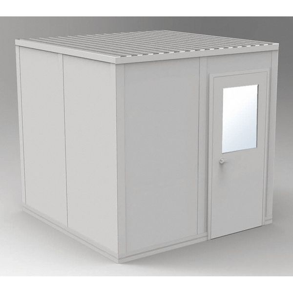 4-Wall Modular In-Plant Office,  8 ft 1 3/4 in H,  8 ft 4 1/2 in W,  8 ft 4 1/2 in D,  Gray