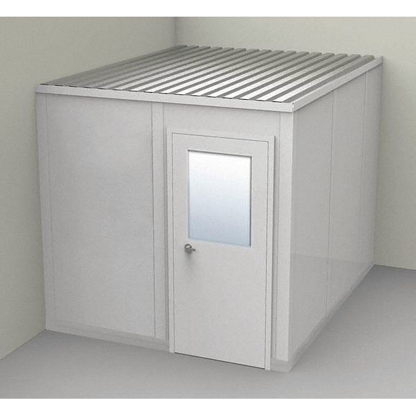2-Wall Modular In-Plant Office,  8 ft 1 3/4 in H,  10 ft 1 1/4 in W,  8 ft 1 1/4 in D,  Gray