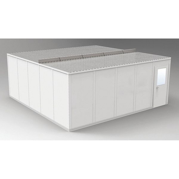 4-Wall Modular In-Plant Office,  8 ft 1 3/4 in H,  20 ft 4 1/2 in W,  20 ft 4 1/2 in D,  Gray