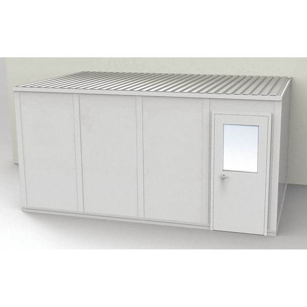 3-Wall Modular In-Plant Office,  8 ft 1 3/4 in H,  16 ft 4 1/2 in W,  10 ft 1 1/4 in D,  Gray
