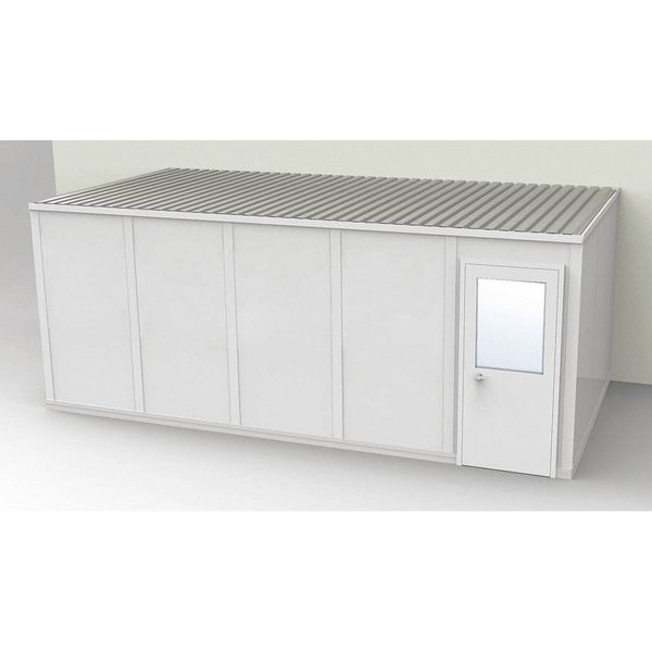 3-Wall Modular In-Plant Office,  8 ft 1 3/4 in H,  20 ft 4 1/2 in W,  10 ft 1 1/4 in D,  Gray