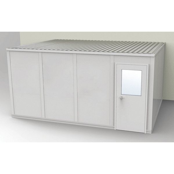 3-Wall Modular In-Plant Office,  8 ft 1 3/4 in H,  16 ft 4 1/2 in W,  12 ft 1 1/4 in D,  Gray