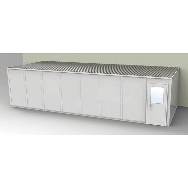 3-Wall Modular In-Plant Office,  8 ft 1 3/4 in H,  32 ft 4 1/2 in W,  12 ft 1 1/4 in D,  Gray