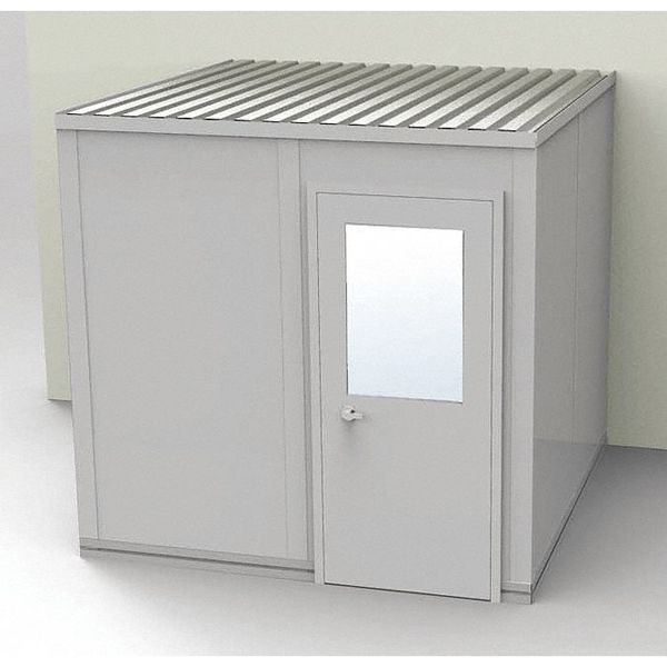 3-Wall Modular In-Plant Office,  8 ft 1 3/4 in H,  8 ft 4 1/2 in W,  8 ft 1 1/4 in D,  Gray