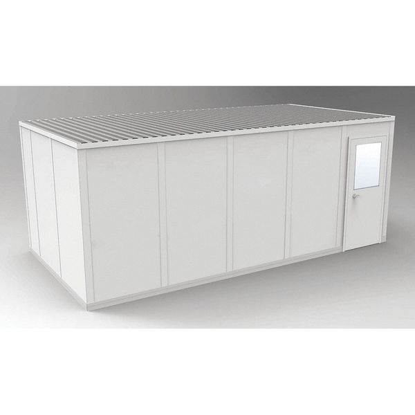 4-Wall Modular In-Plant Office,  8 ft 1 3/4 in H,  20 ft 4 1/2 in W,  10 ft 4 1/2 in D,  Gray