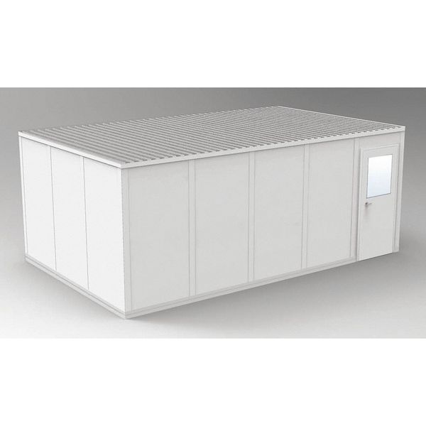 4-Wall Modular In-Plant Office,  8 ft 1 3/4 in H,  20 ft 4 1/2 in W,  12 ft 4 1/2 in D,  Gray