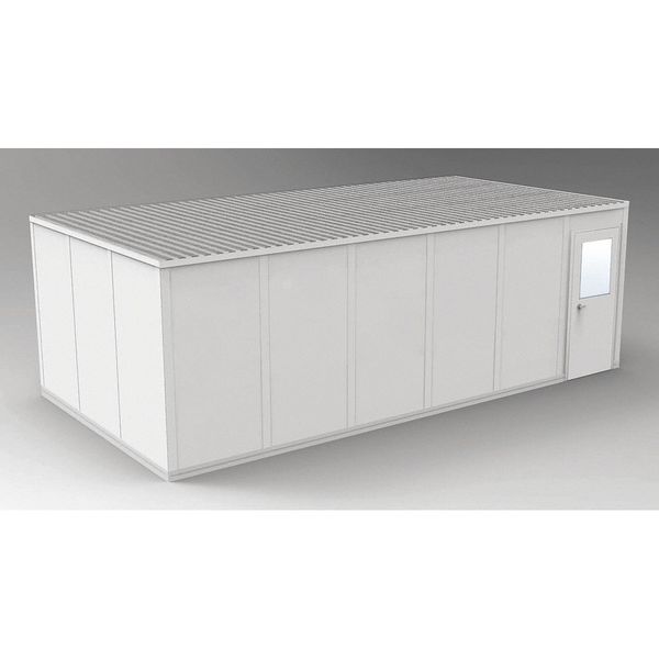 4-Wall Modular In-Plant Office,  8 ft 1 3/4 in H,  24 ft 4 1/2 in W,  12 ft 4 1/2 in D,  Gray