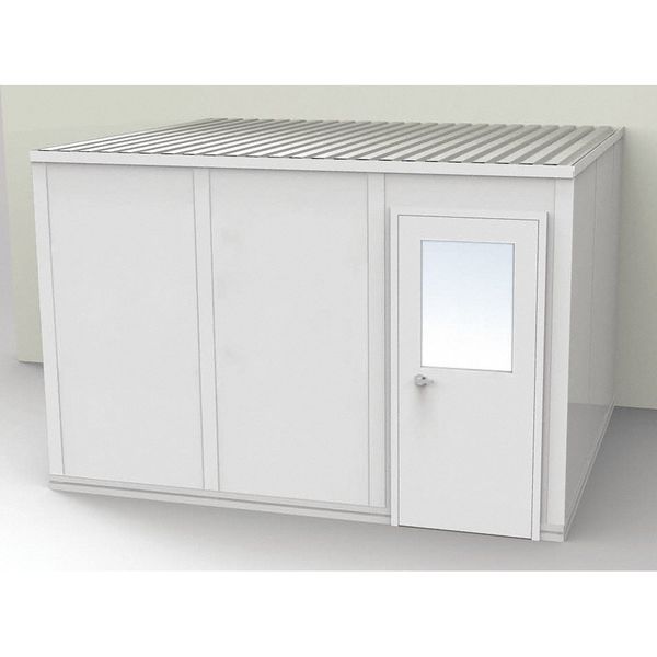 3-Wall Modular In-Plant Office,  8 ft 1 3/4 in H,  12 ft 4 1/2 in W,  10 ft 1 1/4 in D,  Gray