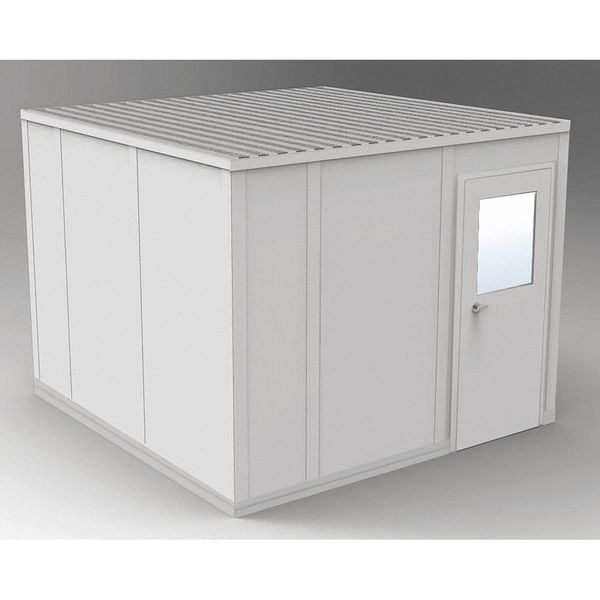 4-Wall Modular In-Plant Office,  8 ft 1 3/4 in H,  10 ft 4 1/2 in W,  10 ft 4 1/2 in D,  Gray