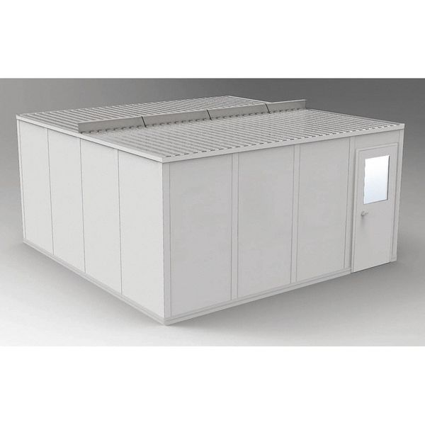 4-Wall Modular In-Plant Office,  8 ft 1 3/4 in H,  16 ft 4 1/2 in W,  16 ft 4 1/2 in D,  Gray