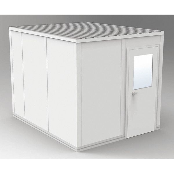 4-Wall Modular In-Plant Office,  8 ft 1 3/4 in H,  10 ft 4 1/2 in W,  8 ft 4 1/2 in D,  Gray