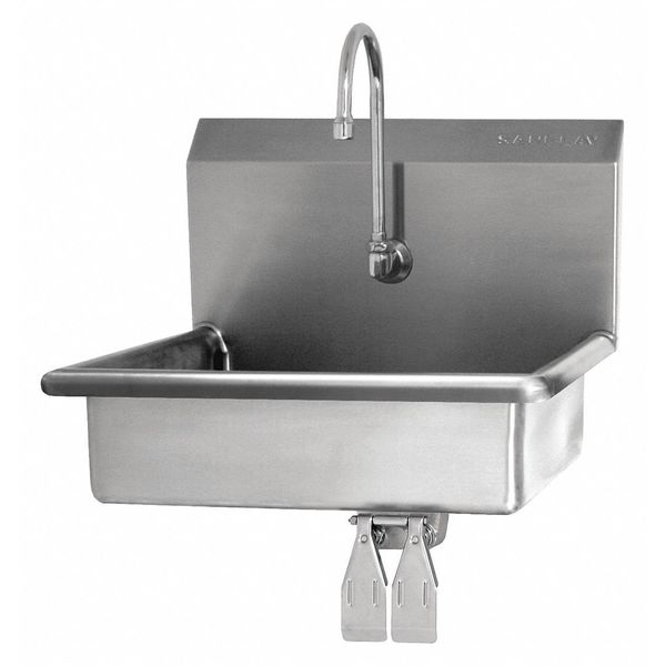 Hand Sink, Wall Mount, 14"H, Silver, 16 ga.