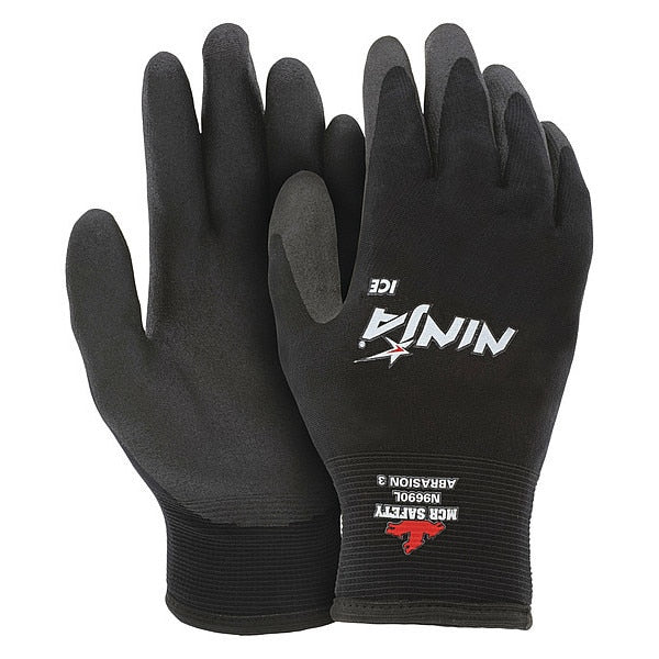 Ninja Ice Insulated Work Gloves,  15-Gauge,  Coated Palm and Fingertips,  Black,  Large,  1 Pair