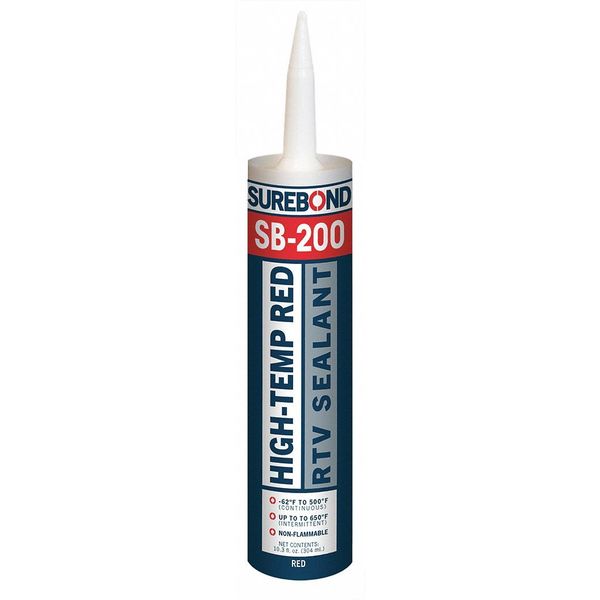 Acetoxy Cure RTV Silicone Sealant,  10.3 oz,  Red,  Temp Range -62 to 500 Degrees F