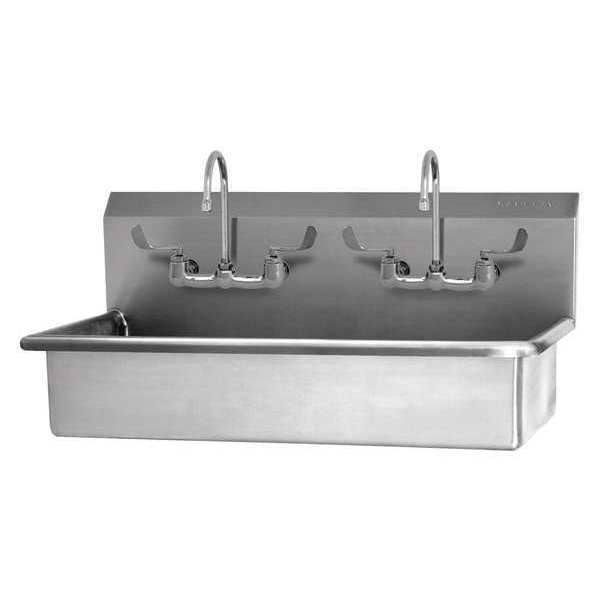 Wall Mount,  4 Hole,  Wrist Blade Handles,  Stainless,  Wash Station